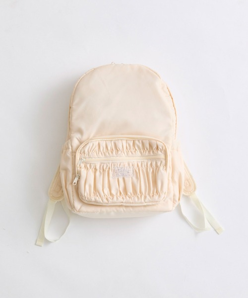 OLIVE des OLIVE(オリーブデオリーブ)の「【A4サイズ対応/多機能】シャーリングポケットリュック(バックパック/リュック・レディース・ブラック/アイボリー・FREE)」の14枚目の写真