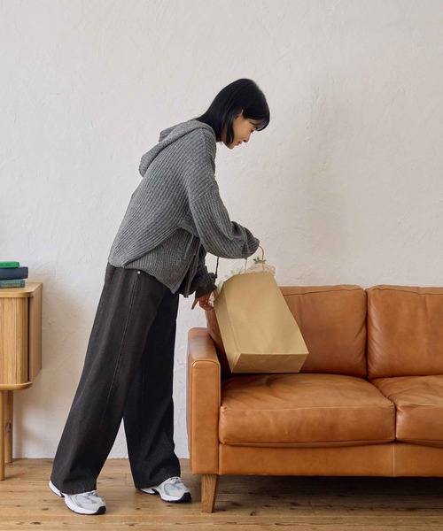 CHAN ME(チャンミ)の「サイド切替ワイドデニムパンツ(デニムパンツ・レディース・ブラック/ネイビー/ライトブルー・LARGE/MEDIUM/SMALL)」の15枚目の写真