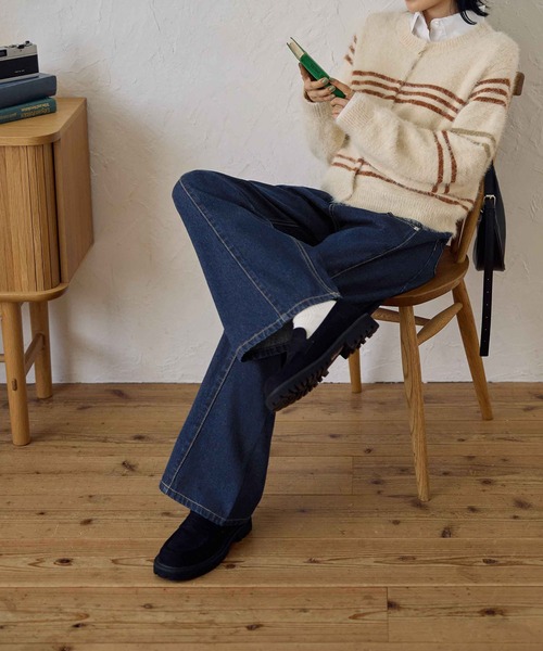 CHAN ME(チャンミ)の「サイド切替ワイドデニムパンツ(デニムパンツ・レディース・ブラック/ネイビー/ライトブルー・LARGE/MEDIUM/SMALL)」の20枚目の写真