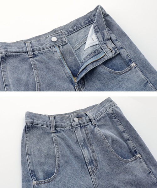 CHAN ME(チャンミ)の「サイド切替ワイドデニムパンツ(デニムパンツ・レディース・ブラック/ネイビー/ライトブルー・LARGE/MEDIUM/SMALL)」の21枚目の写真