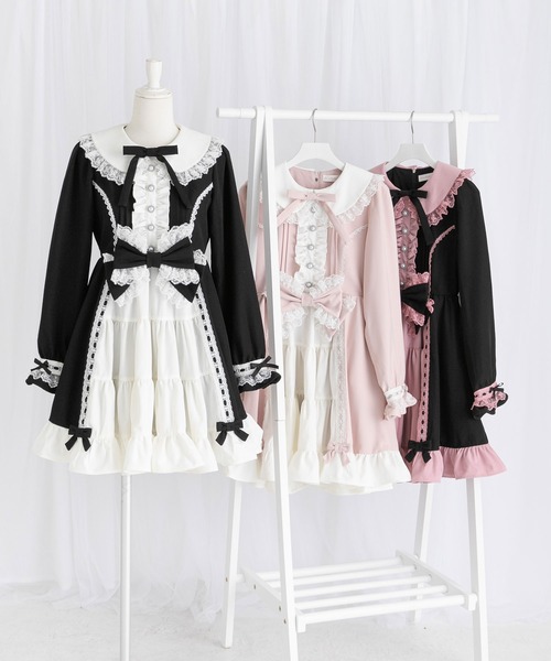 大きいサイズ】プリンセスティアードはしごレースフリルワンピース