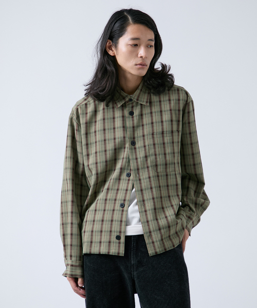 B.C STOCK（ベーセーストック）の「クロップド チェックワークシャツ（シャツ/ブラウス・メンズ・ホワイト/ブラウン/ブラック・LARGE/MEDIUM）」の3枚目の写真