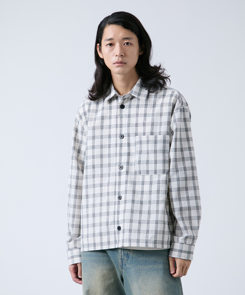 B.C STOCK（ベーセーストック）の「クロップド チェックワークシャツ（シャツ/ブラウス・メンズ・ホワイト/ブラウン/ブラック・LARGE/MEDIUM）」の7枚目の写真