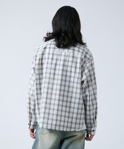 B.C STOCK（ベーセーストック）の「クロップド チェックワークシャツ（シャツ/ブラウス・メンズ・ホワイト/ブラウン/ブラック・LARGE/MEDIUM）」の9枚目の写真