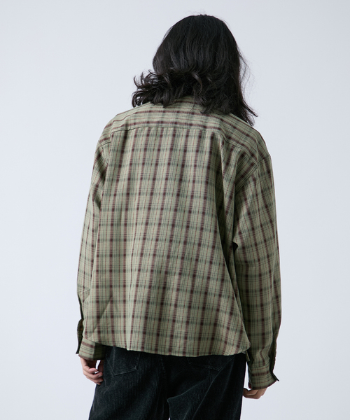 B.C STOCK（ベーセーストック）の「クロップド チェックワークシャツ（シャツ/ブラウス・メンズ・ホワイト/ブラウン/ブラック・LARGE/MEDIUM）」の13枚目の写真