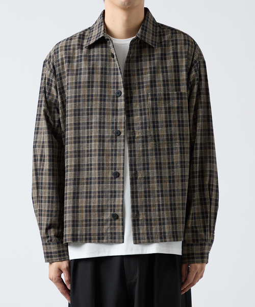 B.C STOCK（ベーセーストック）の「クロップド チェックワークシャツ（シャツ/ブラウス・メンズ・ホワイト/ブラウン/ブラック・LARGE/MEDIUM）」の14枚目の写真