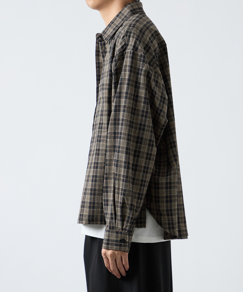 B.C STOCK（ベーセーストック）の「クロップド チェックワークシャツ（シャツ/ブラウス・メンズ・ホワイト/ブラウン/ブラック・LARGE/MEDIUM）」の15枚目の写真