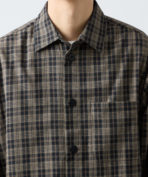 B.C STOCK（ベーセーストック）の「クロップド チェックワークシャツ（シャツ/ブラウス・メンズ・ホワイト/ブラウン/ブラック・LARGE/MEDIUM）」の18枚目の写真