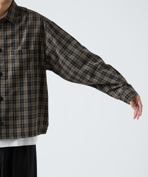 B.C STOCK（ベーセーストック）の「クロップド チェックワークシャツ（シャツ/ブラウス・メンズ・ホワイト/ブラウン/ブラック・LARGE/MEDIUM）」の19枚目の写真