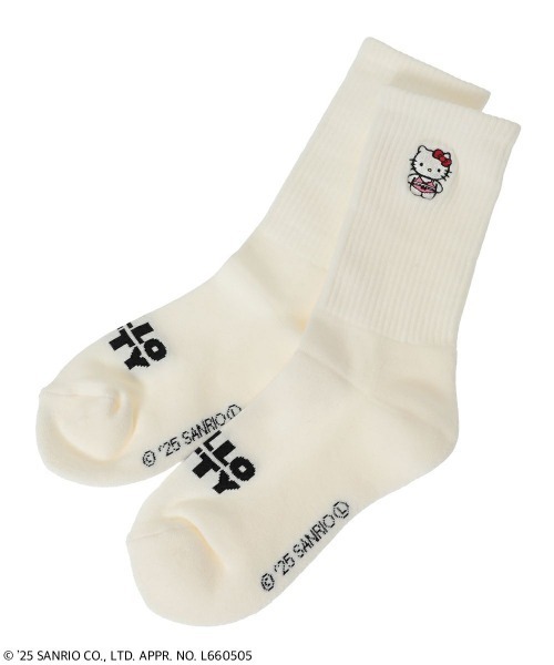 Candy Stripper（キャンディストリッパー）の「【HELLO KITTY】LINGERIE RIB ソックス（ソックス/靴下・レディース・ブラック/オフホワイト/ピンク・FREE）」の4枚目の写真