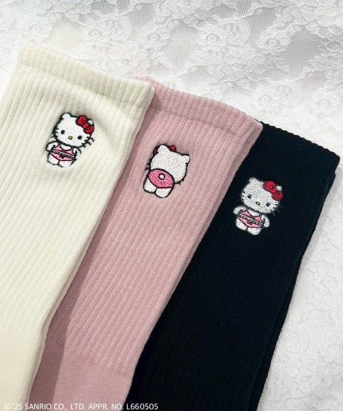 Candy Stripper（キャンディストリッパー）の「【HELLO KITTY】LINGERIE RIB ソックス（ソックス/靴下・レディース・ブラック/オフホワイト/ピンク・FREE）」の11枚目の写真