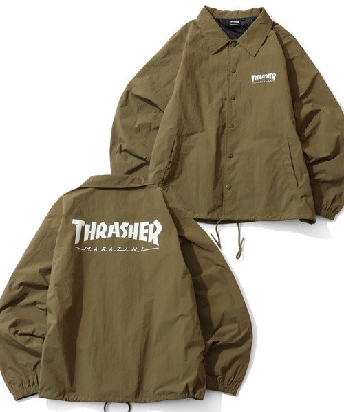THRASHER(スラッシャー)の「【THRASHER/スラッシャー】プリントコーチジャケット UVカット・撥水(ナイロンジャケット・メンズ・ライトグレー/ブラック/カーキ・M/L/XL)」の3枚目の写真