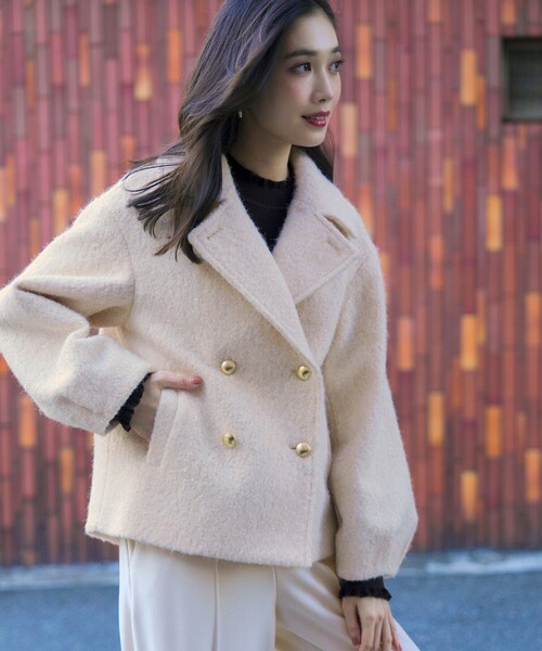 ANY SIS（エニィスィス）の「【2WAY】ブークレーシャギーラメ アウター（ピーコート・レディース・ライトグレー系/アイボリー系・X-LARGE）」の8枚目の写真