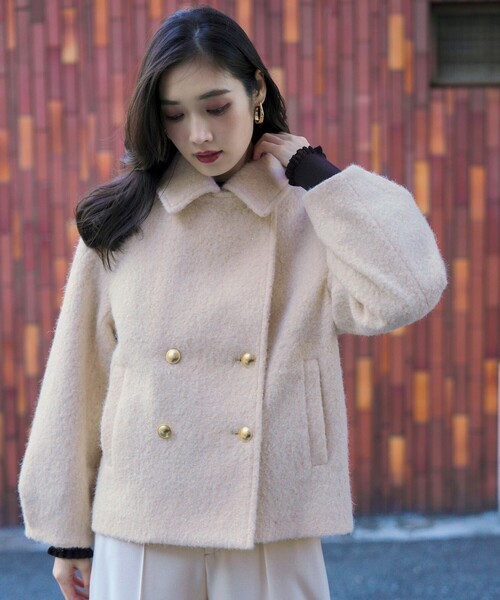 ANY SIS（エニィスィス）の「【2WAY】ブークレーシャギーラメ アウター（ピーコート・レディース・ライトグレー系/アイボリー系・X-LARGE）」の9枚目の写真