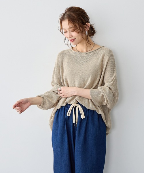 anyfee（エニフィー）の「【anyfee/大きいサイズ】リネンライクルーズニットプルオーバー◆新色追加◆（ニット/セーター・レディース・ベージュ/ブラウン・LL/3L/4L/5L）」の3枚目の写真