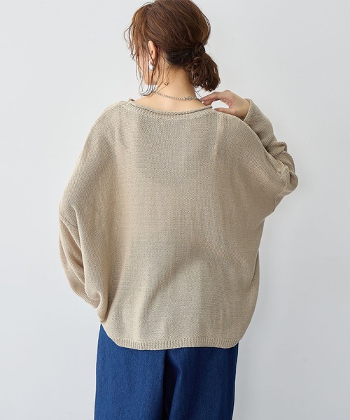anyfee（エニフィー）の「【anyfee/大きいサイズ】リネンライクルーズニットプルオーバー◆新色追加◆（ニット/セーター・レディース・ベージュ/ブラウン・LL/3L/4L/5L）」の4枚目の写真