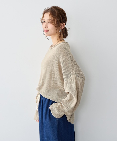 anyfee（エニフィー）の「【anyfee/大きいサイズ】リネンライクルーズニットプルオーバー◆新色追加◆（ニット/セーター・レディース・ベージュ/ブラウン・LL/3L/4L/5L）」の6枚目の写真