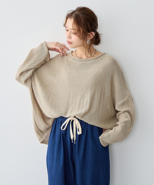 anyfee（エニフィー）の「【anyfee/大きいサイズ】リネンライクルーズニットプルオーバー◆新色追加◆（ニット/セーター・レディース・ベージュ/ブラウン・LL/3L/4L/5L）」の7枚目の写真