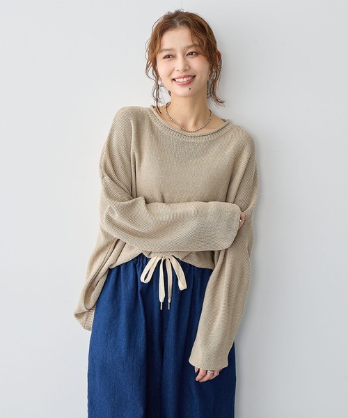 anyfee（エニフィー）の「【anyfee/大きいサイズ】リネンライクルーズニットプルオーバー◆新色追加◆（ニット/セーター・レディース・ベージュ/ブラウン・LL/3L/4L/5L）」の8枚目の写真