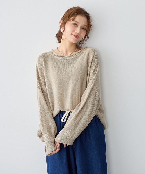 anyfee（エニフィー）の「【anyfee/大きいサイズ】リネンライクルーズニットプルオーバー◆新色追加◆（ニット/セーター・レディース・ベージュ/ブラウン・LL/3L/4L/5L）」の9枚目の写真