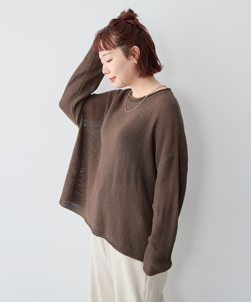 anyfee（エニフィー）の「【anyfee/大きいサイズ】リネンライクルーズニットプルオーバー◆新色追加◆（ニット/セーター・レディース・ベージュ/ブラウン・LL/3L/4L/5L）」の19枚目の写真