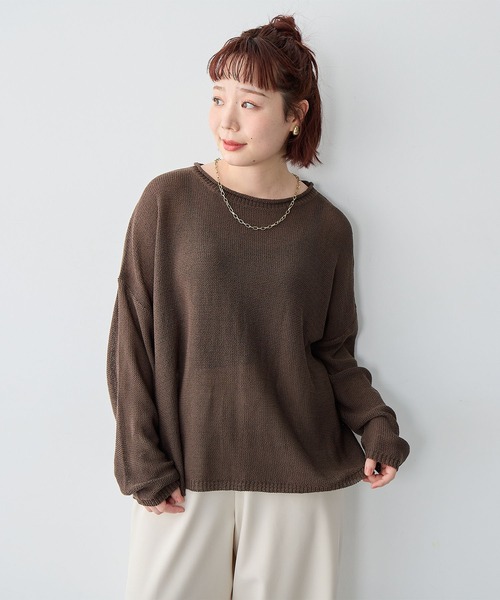anyfee（エニフィー）の「【anyfee/大きいサイズ】リネンライクルーズニットプルオーバー◆新色追加◆（ニット/セーター・レディース・ベージュ/ブラウン・LL/3L/4L/5L）」の21枚目の写真