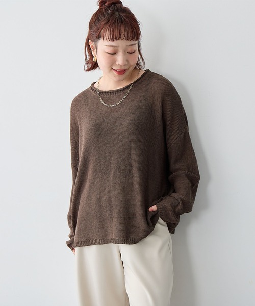 anyfee（エニフィー）の「【anyfee/大きいサイズ】リネンライクルーズニットプルオーバー◆新色追加◆（ニット/セーター・レディース・ベージュ/ブラウン・LL/3L/4L/5L）」の22枚目の写真