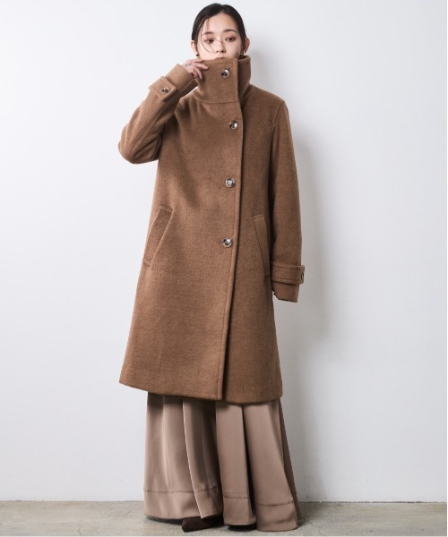 CHIC STYLE（シックスタイル）の「スタンドカラーコート＜大きいサイズ有＞シックスタイル（ステンカラーコート・レディース・ブラック/キャメル・5L/4L/3L/LL/L/M）」の3枚目の写真