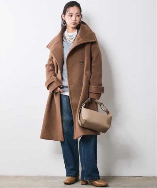 CHIC STYLE（シックスタイル）の「スタンドカラーコート＜大きいサイズ有＞シックスタイル（ステンカラーコート・レディース・ブラック/キャメル・5L/4L/3L/LL/L/M）」の10枚目の写真