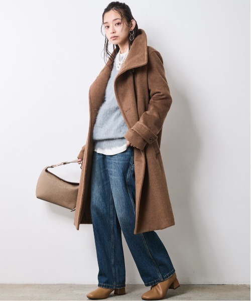 CHIC STYLE（シックスタイル）の「スタンドカラーコート＜大きいサイズ有＞シックスタイル（ステンカラーコート・レディース・ブラック/キャメル・5L/4L/3L/LL/L/M）」の11枚目の写真