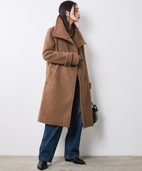 CHIC STYLE（シックスタイル）の「スタンドカラーコート＜大きいサイズ有＞シックスタイル（ステンカラーコート・レディース・ブラック/キャメル・5L/4L/3L/LL/L/M）」の16枚目の写真