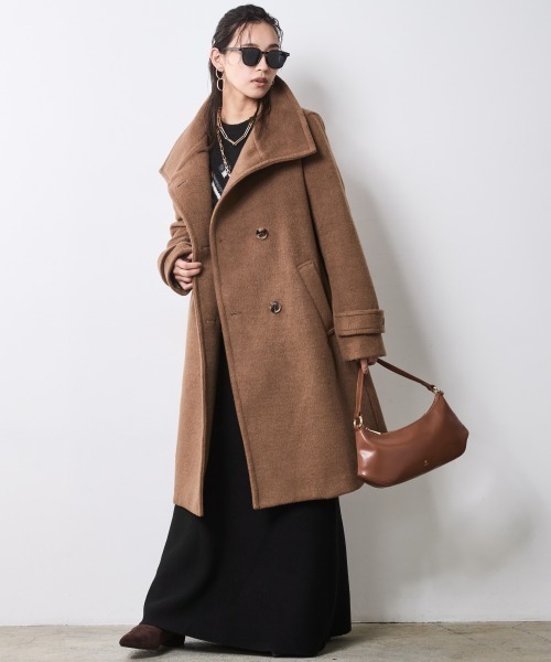 CHIC STYLE（シックスタイル）の「スタンドカラーコート＜大きいサイズ有＞シックスタイル（ステンカラーコート・レディース・ブラック/キャメル・5L/4L/3L/LL/L/M）」の18枚目の写真