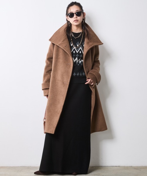 CHIC STYLE（シックスタイル）の「スタンドカラーコート＜大きいサイズ有＞シックスタイル（ステンカラーコート・レディース・ブラック/キャメル・5L/4L/3L/LL/L/M）」の20枚目の写真