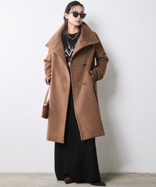 CHIC STYLE（シックスタイル）の「スタンドカラーコート＜大きいサイズ有＞シックスタイル（ステンカラーコート・レディース・ブラック/キャメル・5L/4L/3L/LL/L/M）」の21枚目の写真