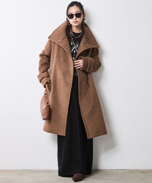 CHIC STYLE（シックスタイル）の「スタンドカラーコート＜大きいサイズ有＞シックスタイル（ステンカラーコート・レディース・ブラック/キャメル・5L/4L/3L/LL/L/M）」の22枚目の写真