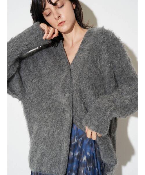ELENDEEK（エレンディーク）の「アルパカシャギーニットカーディガン（カーディガン/ボレロ・レディース・グレー/オフホワイト・FREE）」の2枚目の写真