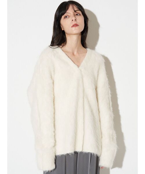 ELENDEEK（エレンディーク）の「アルパカシャギーニットカーディガン（カーディガン/ボレロ・レディース・グレー/オフホワイト・FREE）」の4枚目の写真