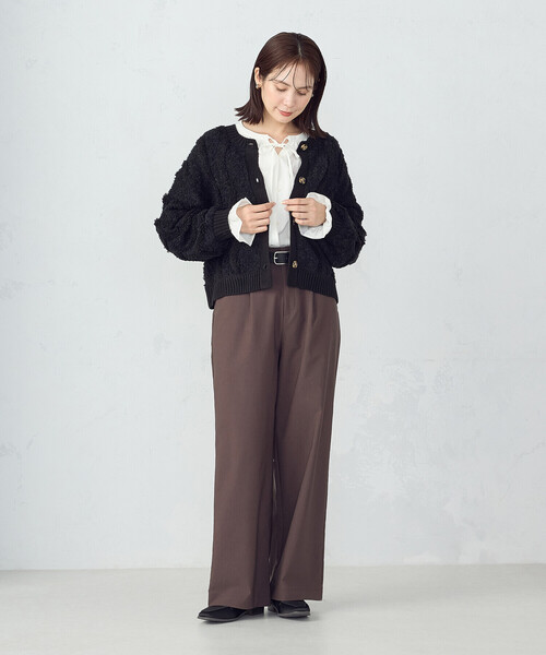 COMME CA ISM(コムサイズム)の「ウェーブジャガード 2WAYカーディガン(カーディガン/ボレロ・レディース・ブラック/アイボリー・FREE)」の14枚目の写真