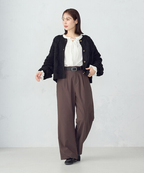 COMME CA ISM(コムサイズム)の「ウェーブジャガード 2WAYカーディガン(カーディガン/ボレロ・レディース・ブラック/アイボリー・FREE)」の21枚目の写真