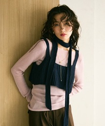 Lutim by u(ルチバイユー)のLayered knit tie ensemble / レイヤードニットタイ付アンサンブル(アンサンブル)