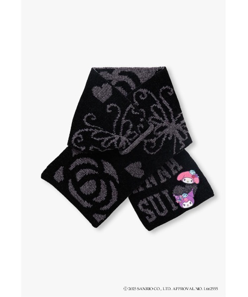 マイメロディ&クロミ 刺繍ブローチ付きモールニットマフラー（マフラー