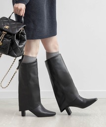 RANDA（ランダ）の「晴雨兼用 スクエアトゥゲートルロングブーツ（ブーツ）」