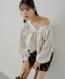 2WAYオフショルWジップスウェット