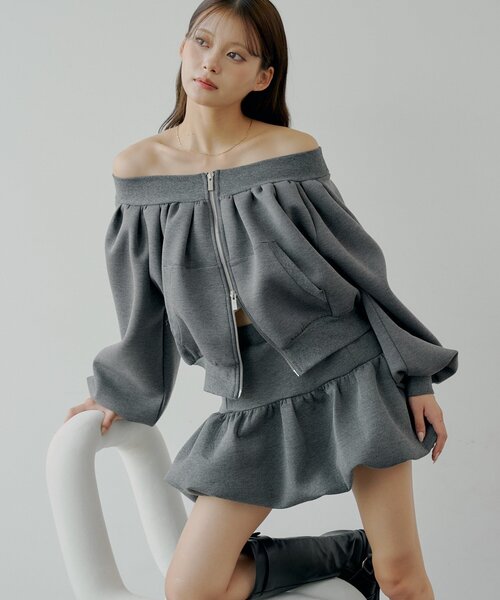 セール】2WAYオフショルWジップスウェット（Tシャツ/カットソー