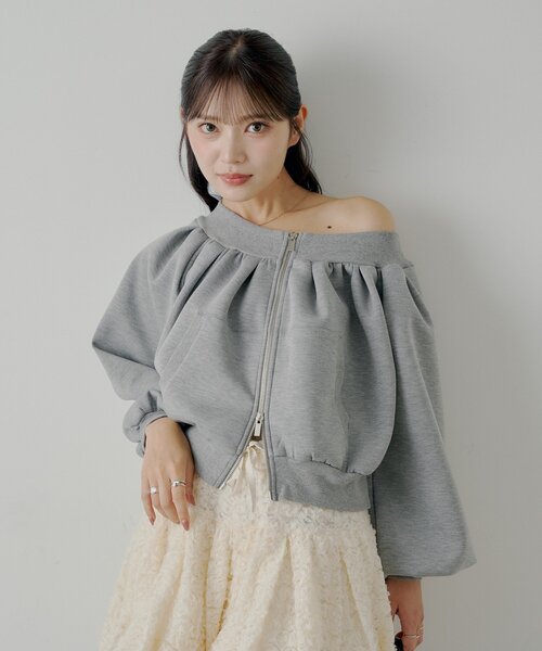 セール】2WAYオフショルWジップスウェット（Tシャツ/カットソー