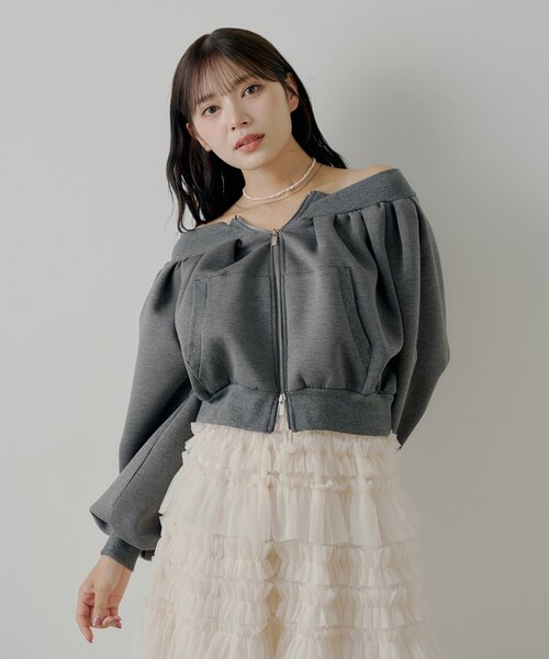 セール】2WAYオフショルWジップスウェット（Tシャツ/カットソー