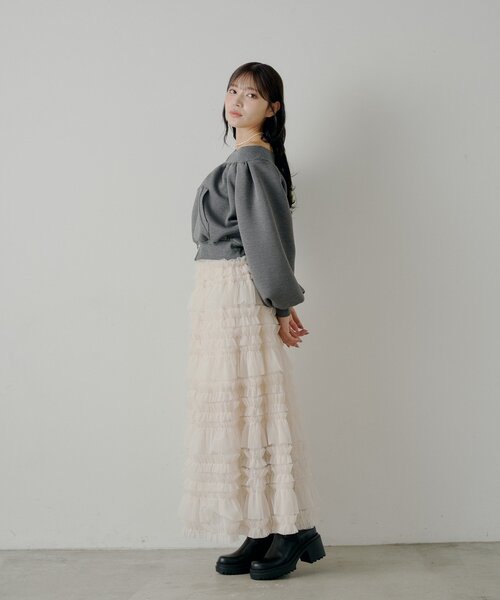 Chico(チコ)の「2WAYオフショルWジップスウェット(Tシャツ/カットソー・レディース・グレー/チャコールグレー/アイボリー・FREE)」の20枚目の写真
