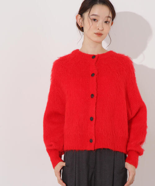 N.（N. Natural Beauty Basic）（エヌエヌナチュラルビューティーベーシック）の「クルーネックフェザーカーディガン（カーディガン/ボレロ・レディース・レッド/イエロー/ネイビー/オフホワイト・MEDIUM）」の8枚目の写真