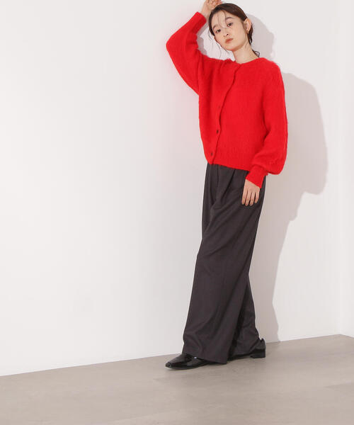 N.（N. Natural Beauty Basic）（エヌエヌナチュラルビューティーベーシック）の「クルーネックフェザーカーディガン（カーディガン/ボレロ・レディース・レッド/イエロー/ネイビー/オフホワイト・MEDIUM）」の7枚目の写真