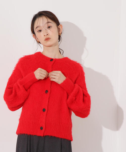 N.（N. Natural Beauty Basic）（エヌエヌナチュラルビューティーベーシック）の「クルーネックフェザーカーディガン（カーディガン/ボレロ・レディース・レッド/イエロー/ネイビー/オフホワイト・MEDIUM）」の6枚目の写真